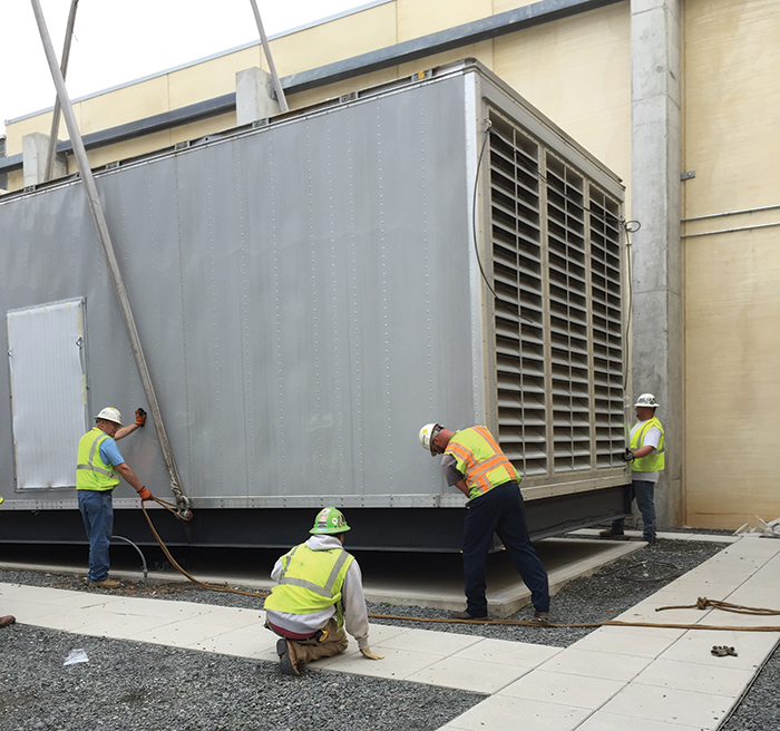 2-megawatt emergency generator being installed