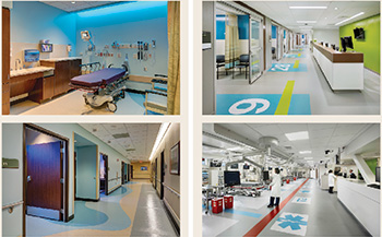 Four images of the interior of a hospital 
