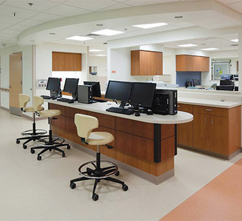 Interior of a hospital processing area