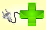 Hospital symbol with electric cord