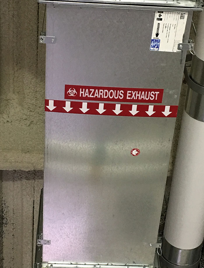 hazardous duct labeled