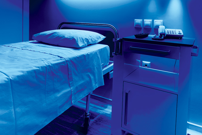 ultraviolet disinfection light in patient room