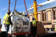 Contractors loading iMRI onto truck