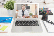 Doctor on laptop screen