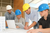Construction students in training