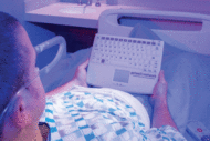 Patient using entertainment device