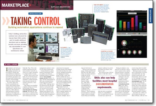 building automation, BAS, Honeywell, BACnet, LON, Schneider Electric, HVAC, data centers, Siemens, Ethernet, automated logic, joint commission, national institute of health, Johnson Controls, infrastructure, simplex-grinnell, metasys, trane, ZigBee, cloud computing, wireless BAS devices, smart grid