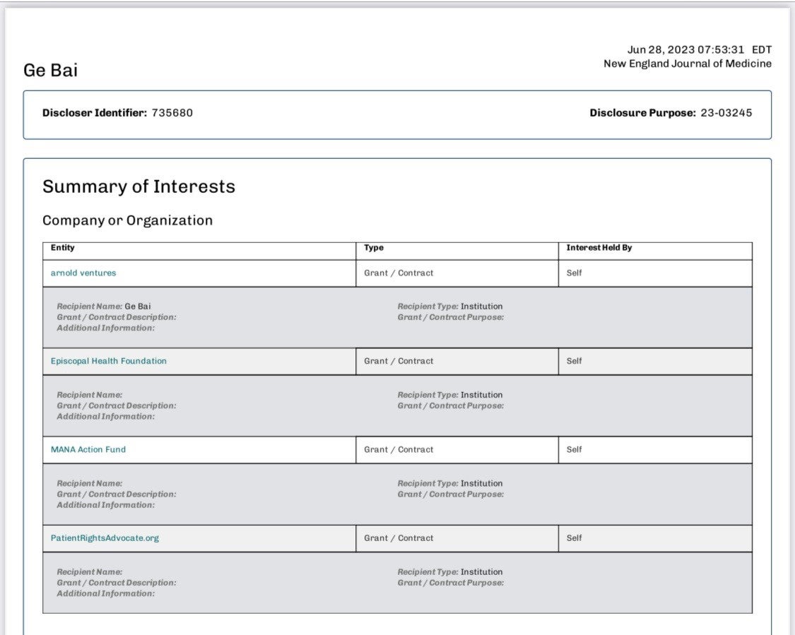 Disclosure Form