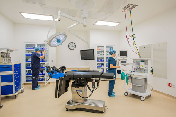 Wide interior shot of an operating room