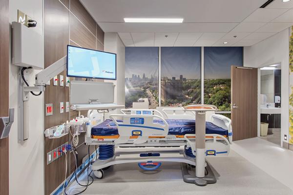 Patient room at Atlanta Hospital Marcus Tower