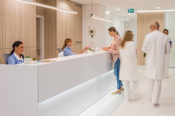 Busy health care waiting room