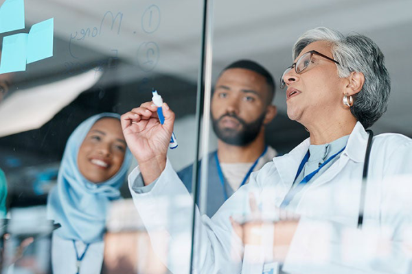 Clinicians at white board