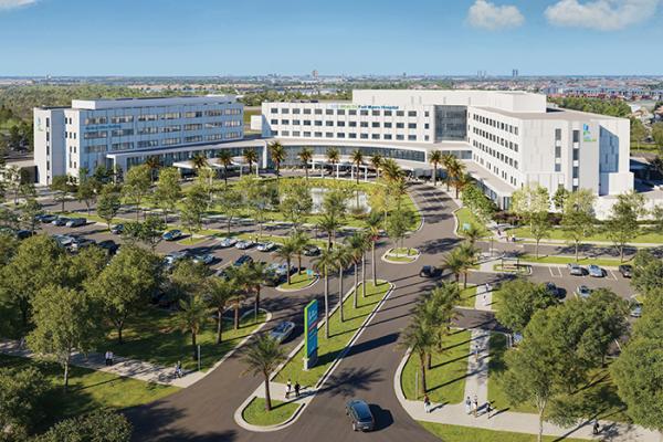 Lee Health Fort Myers Hospital aerial exterior