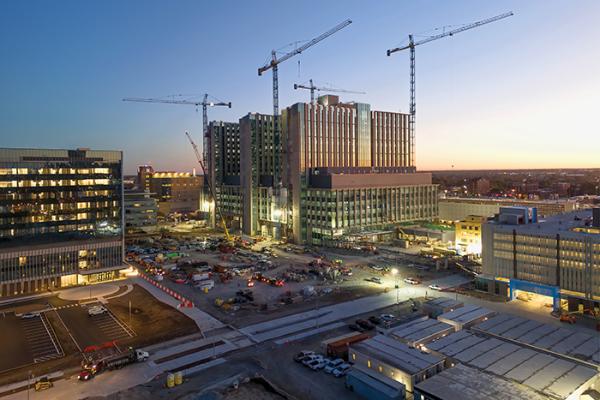 2026 aerial shot of Indiana University Health construction project