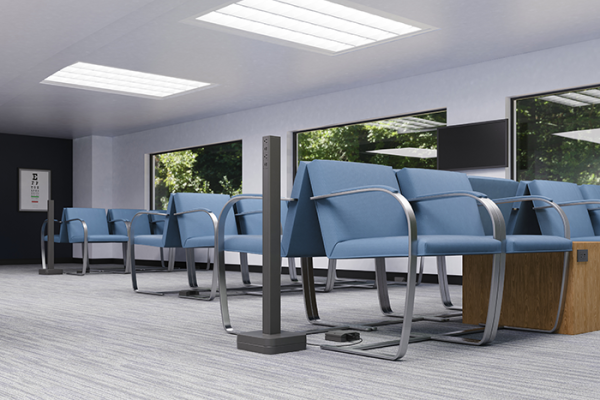 Connectrac receptacle from Legrand displayed in patient waiting room