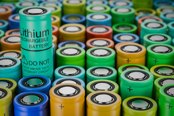 Multiple lithium-ion batteries in rows