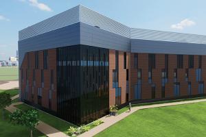 Rendering of the central energy hub at Henry Ford Health