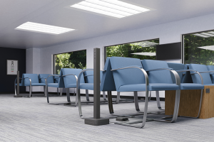 Connectrac receptacle from Legrand displayed in patient waiting room