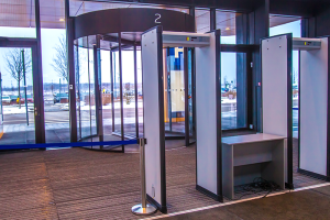Weapons detection system at building entrance