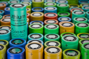 Multiple lithium-ion batteries in rows
